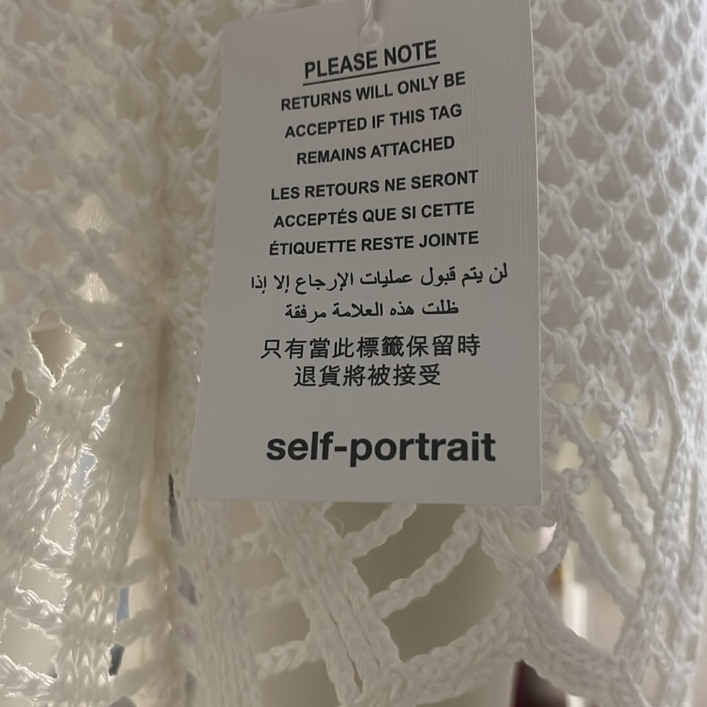SELF-PORTRAIT Crochet Mini Dress Elegant White Crochet New with Tags $250 OBO. - Picture 8 of 11
